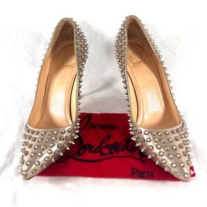 CHRISTIAN LOUBOUTIN Light Metallic Bronze Follies Spikes Heeled Pumps 39 9US
